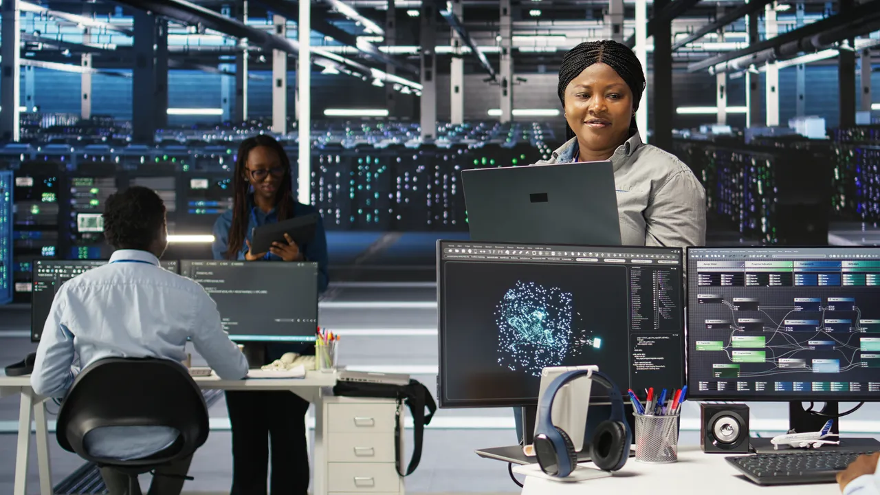 Technology professionals reviewing software workflows
