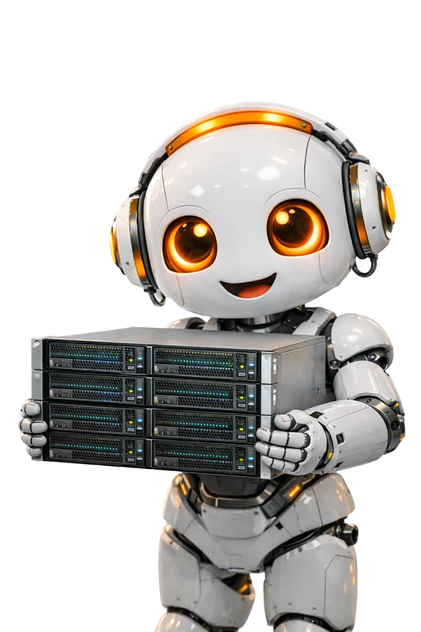 CN robot mascot holding server equipment