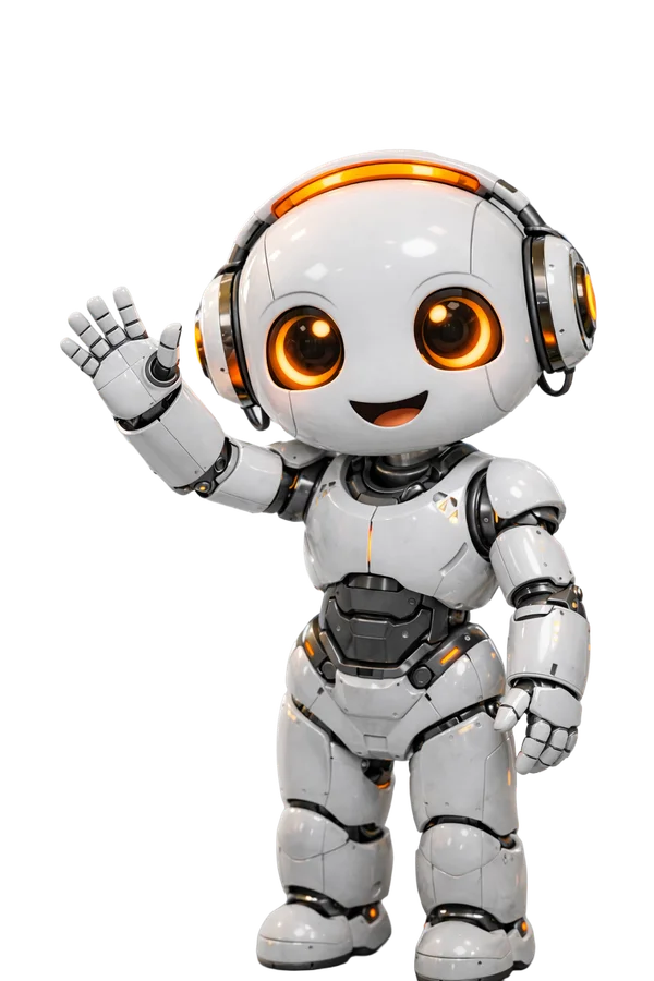 CN robot mascot waving hello